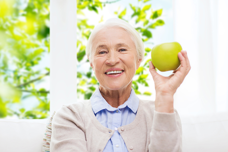 woman with dentures